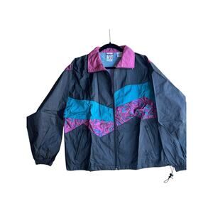 Vintage 90s Women's USA Olympics Colorblock Nylon Windbreaker Jacket Large NEW